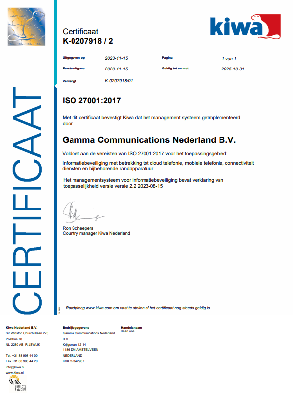 ISO Certificaat Gamma Communications.PNG